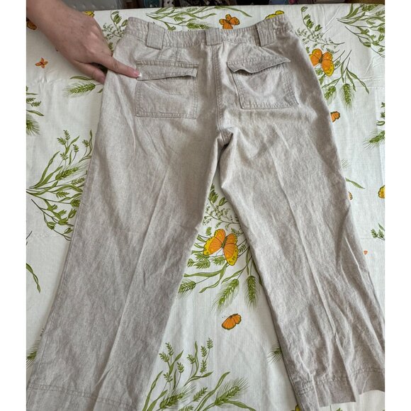 Ann Taylor Loft Womens Beige Linen-Blend Cropped Pants Size 4 - Picture 2 of 7